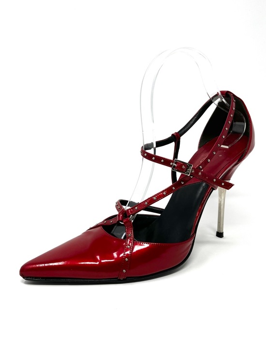 Dior Shoes - Vintage Christian Dior Galliano Y2K Red Patent Silver Bondage High Heels 39 9